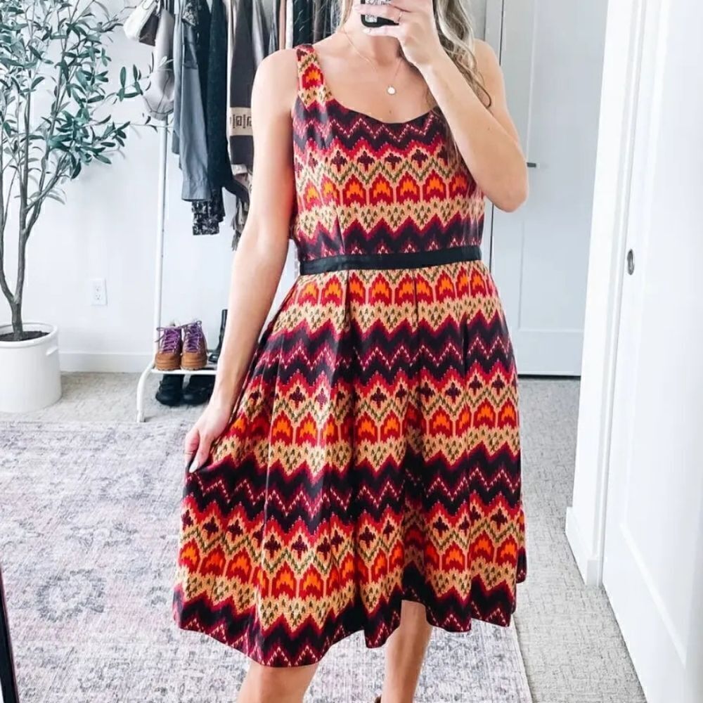 Ronni Nicole Black Multicolored Printed Cocktail Dress Sz 4